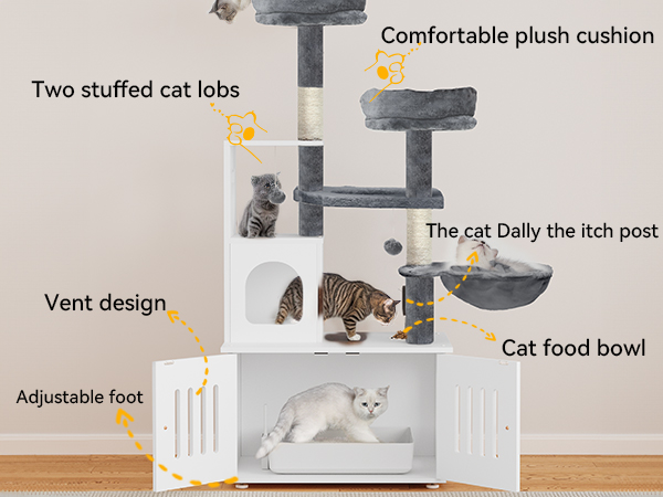 Amazon.com: YITAHOME Cat Tree with Litter Box Enclosure, 2