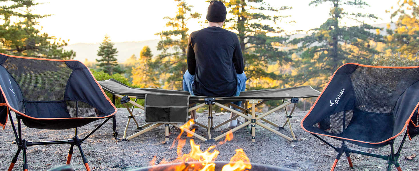 Sportneer Camping Cot, 28” Extra Wide Camping Cots for Adults 2 Side