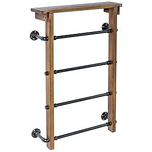 4-Tier Wall Mounted Towel Rack Ladder with Top Storage Shelf