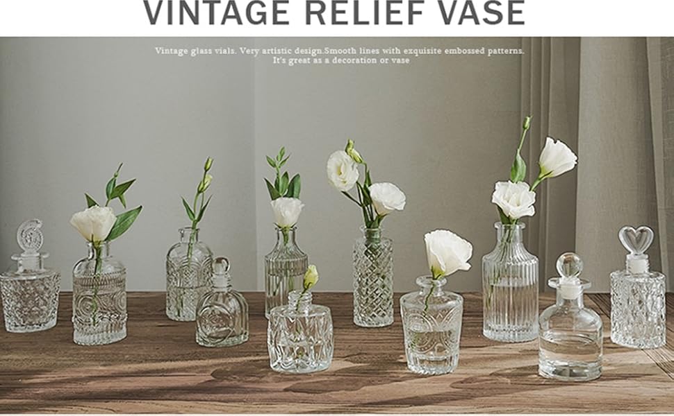 Small Glass Vase for Centerpieces Set of 3,Glass Bud Vase