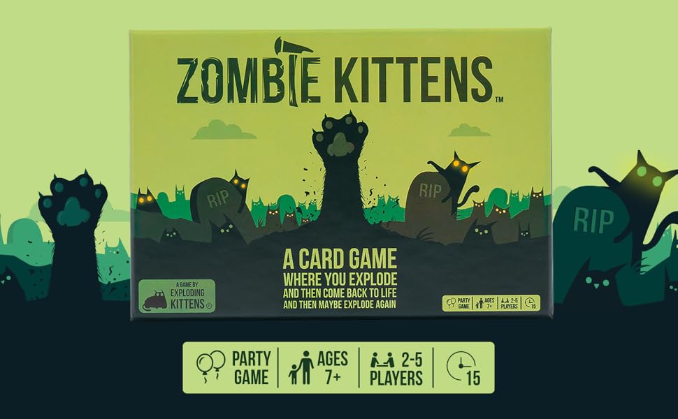 Zombie Kittens de Exploding Kittens - Juegos de cartas para adultos, adolescentes y niños