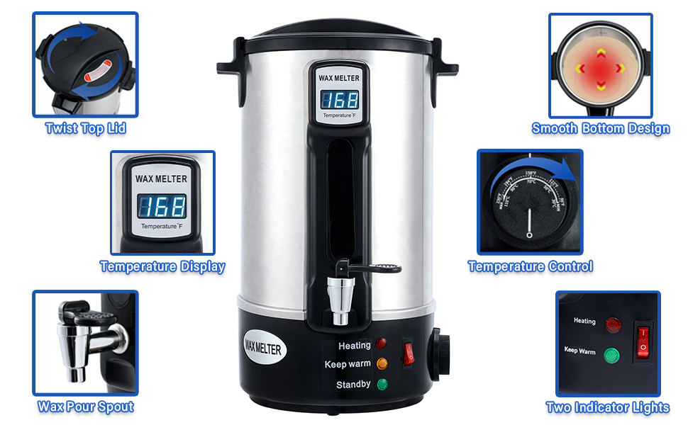 TCFUNDY Wax Melter for Candle Making, 8 Qts Electric Wax Melting Pot