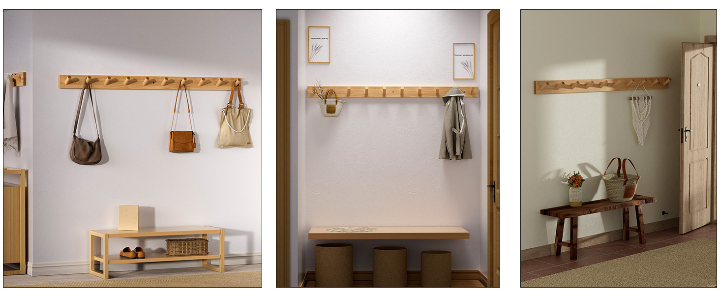Entrance Elegance: Keep Your Entryway Tidy with Our Bamboo Coat Rack for Hats and Bags