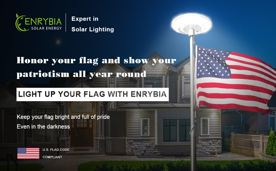 ENRYBIA Flag pole light solar powered, 266 outdoor waterproof LED