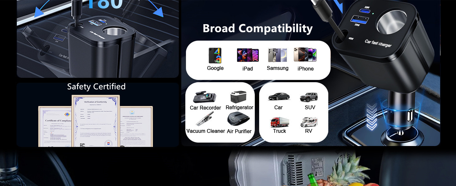 cool black car charger adapter