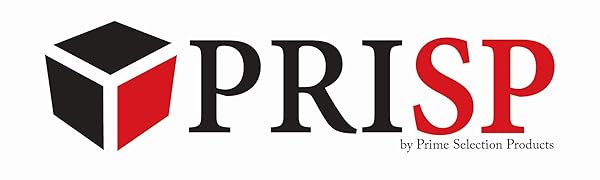 PRISP by Prime Selection Products brand logo, black and red, 3D box on the left, text on the right