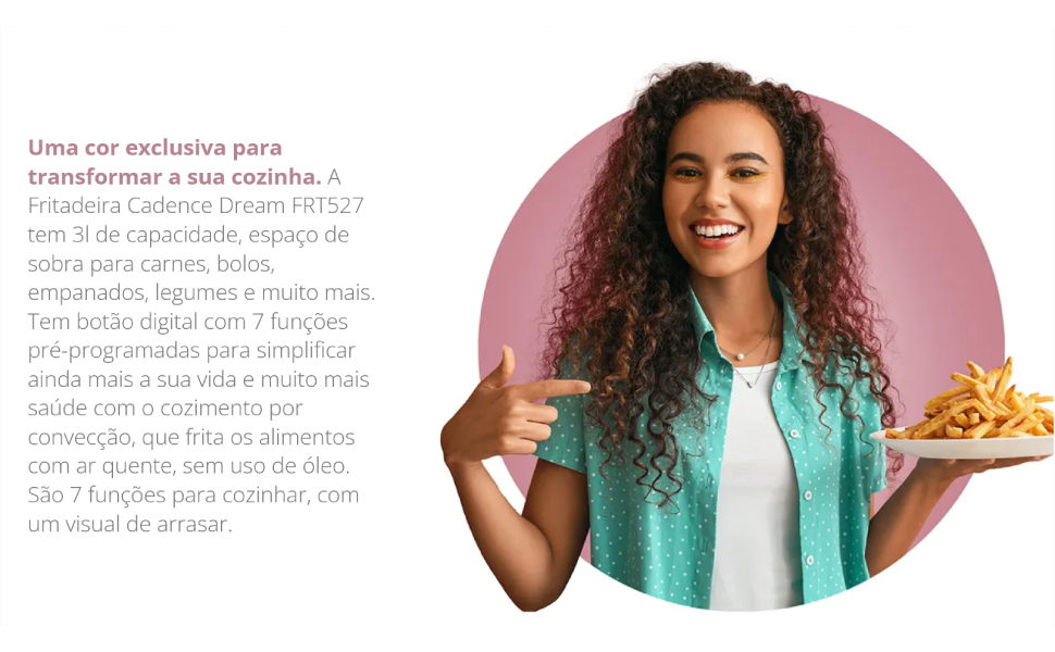 Fritadeira Sem Óleo 3L Cadence Dream Rosé Gold