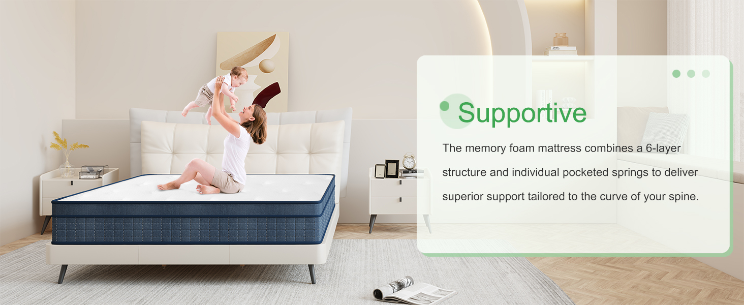 Ej.Victor King Size Mattresses Memory Foam Hybrid Mattress with