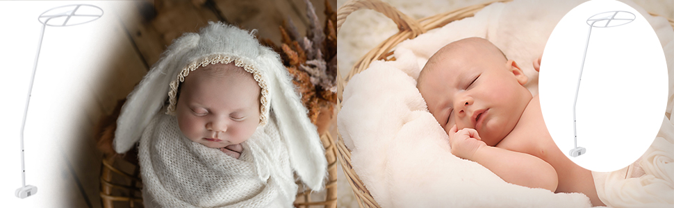 Crib Canopy Holder Mosquito Net Stand Holder Set Metal Adjustable Clip- On Stand Bracket for Rack