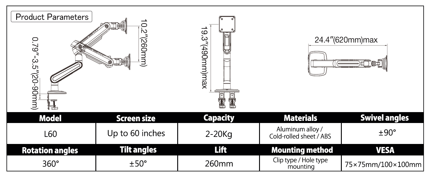 Brazo para monitor de juegos Soporte para monitor resistente Soporte para monitor