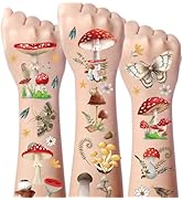 Gameza Mushroom Temporary Tattoos for Kids - 220+ Insects and Moths Temporary Tattoos Red Mushroo...