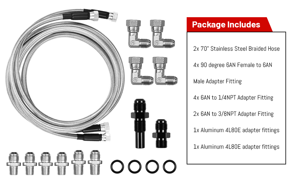 Piodelo 6AN 70" Transmission Fluid Oil Cooler Hose Line kit