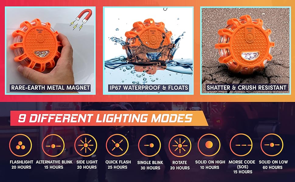 Marcala LED Road Flare 1Pack DOT Compliant LED Road Flares Car