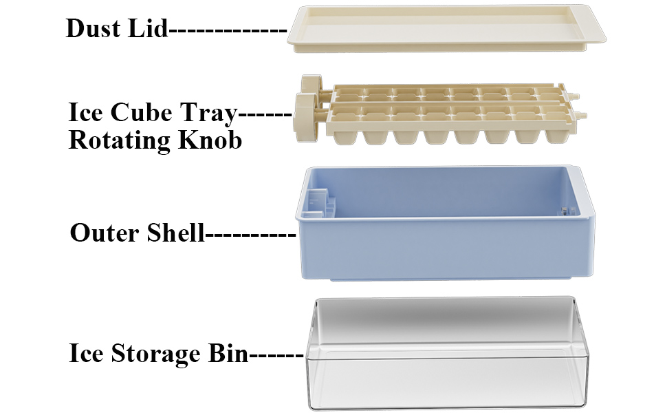 UNIKON Rotating Ice Cube Tray with Lid and Bin, Ice Cube