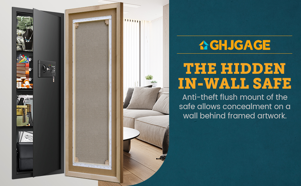 GHJGAGE 43.5" Tall Fireproof Wall Safe Between Stud, Heavy Duty Flush