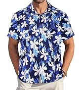 Mens Hawaiian Shirt Short Sleeve Summer Beach Casual Tops Button Down T Shirts with Pocket