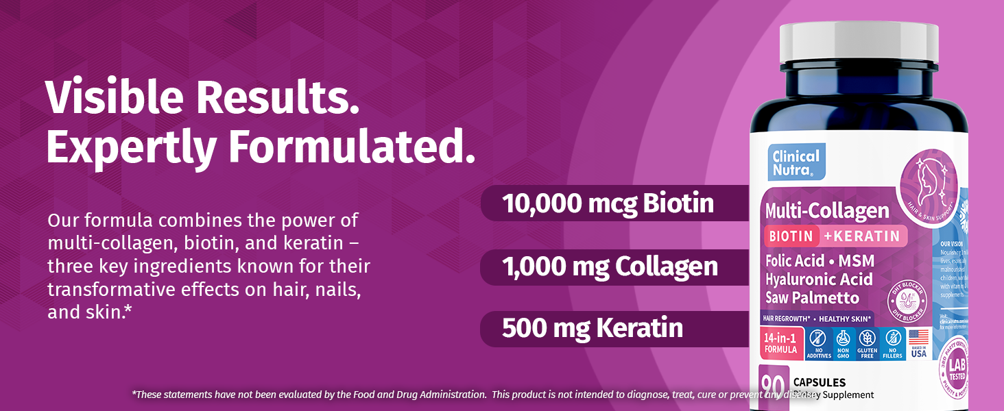 Amazon.com: Collagen Peptides l Biotin l Keratin l Hyaluronic Acid l - Dietary Hyaluronic Acid And Saw Palmetto
