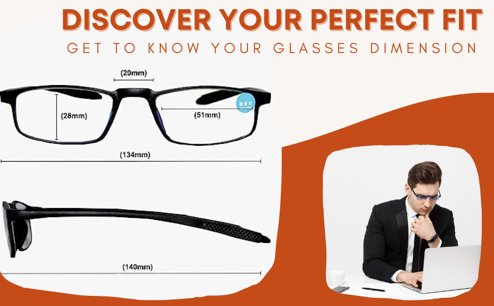 Focus Eye Fit Reading Glasses Blue Light Blocking, Flexible Hinge Readers for Women Men Anti