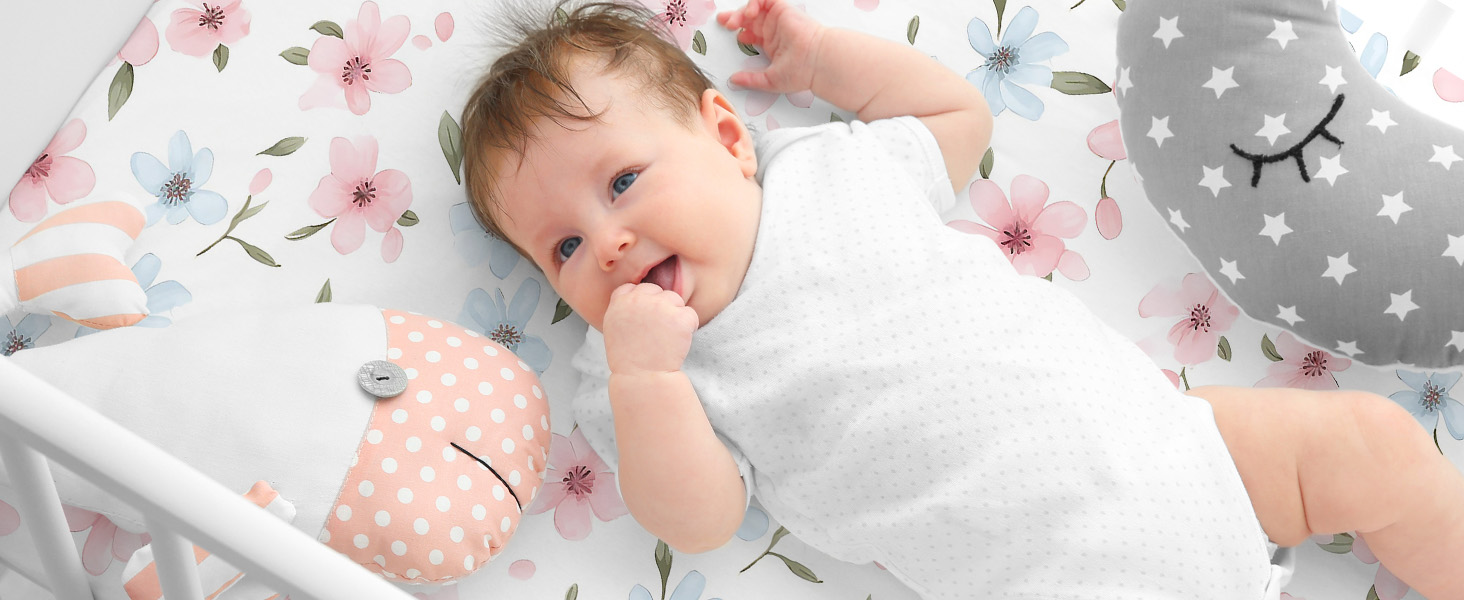 Baby Bedside Bassinet Sheets Super Soft Microfiber Pink Butterfly Flower Bassinet Extra Sheets pack and play mini crib sheets fitted