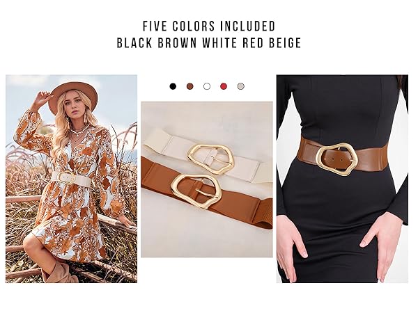 XZQTIVE Women Wide Elastic Waist Belt for Dresses Fashion