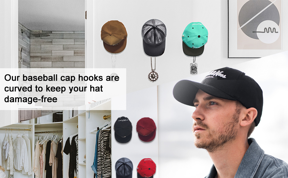 Mlurcu Hat Hooks for Wall, 10 Pack Hat Hangers for Wall