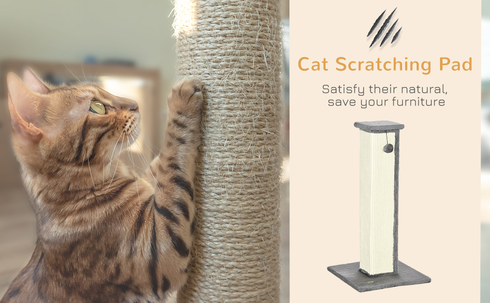 PawHut Cat Scratching Post for Indoor Cats, 81cm Cat Scratcher