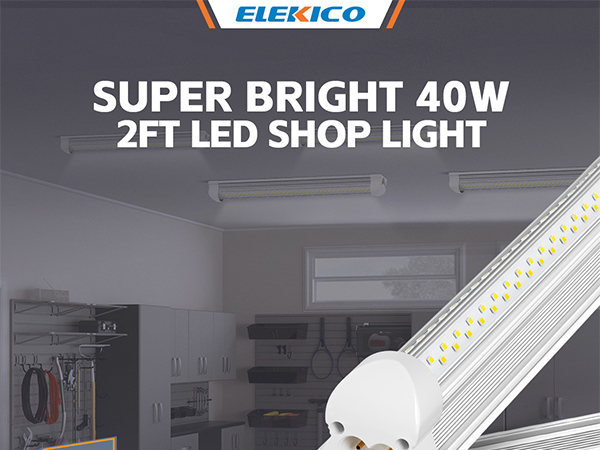 ELEKICO 4 Pack 2ft Led Shop Lights, 6000k 40w 5600lm 24 Inch