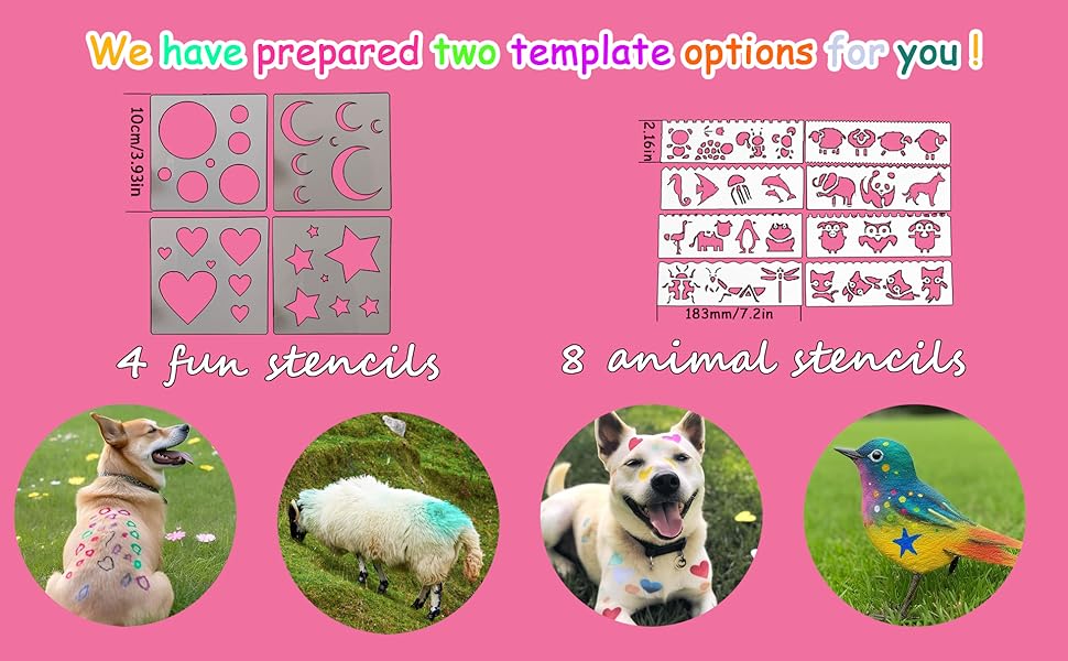 Washable Pet Hair Dye with Stencils,12 Colors Dog Dye Non