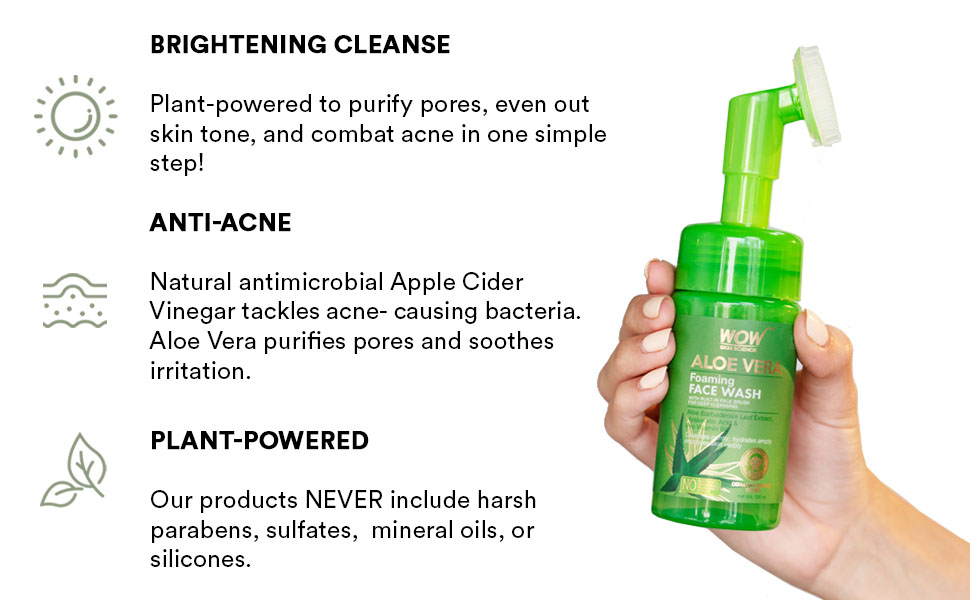 wow buywow foam face wash brush oily skin dry Aloe Vera Exfoliating Cleanser For All Skin Type