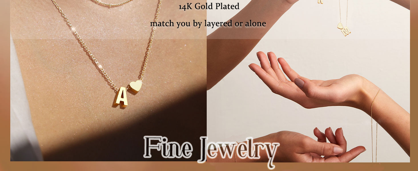 KRFY Gold Heart Initial Necklace for Women