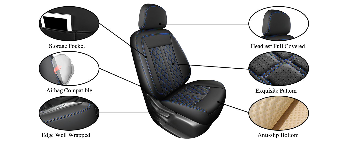 Huidasource 20222024 Nissan Frontier Seat Covers Full Set, Breathable Faux Leather