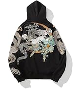 Sukajack Heavyweight Dragon Embroidered Mens Hoodies Oversized Sweatshirt Retro Pullover Streetwe...