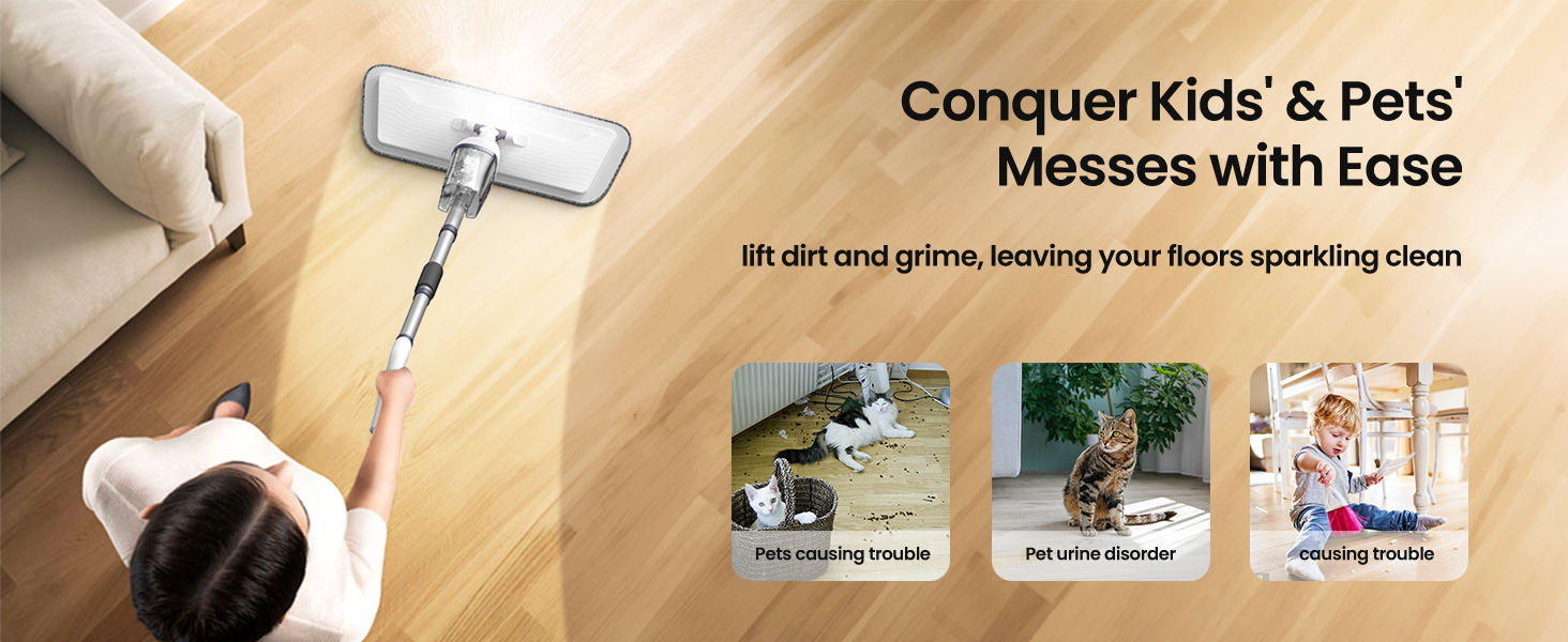 Conquer Kids' & Pets' Messes with Ease use Xlife spray mop
