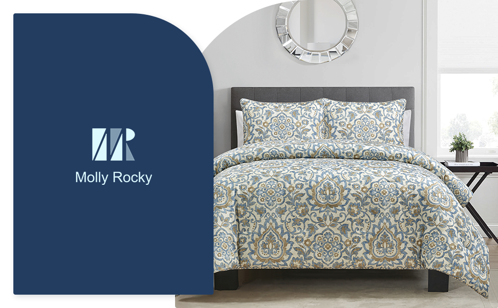 MOLLY ROCKY Queen Size 3 Pieces Jacquard Comforter Set