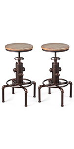 COSTWAY Set Di 4 Sgabelli Da Bar, Sgabello Sedie Alta Con Poggiapiedi, Stile Industriale Per Cucina, Soggiorno, Sala Da Pranzo, Capacità 100kg (30x30x62 Cm) 19 2