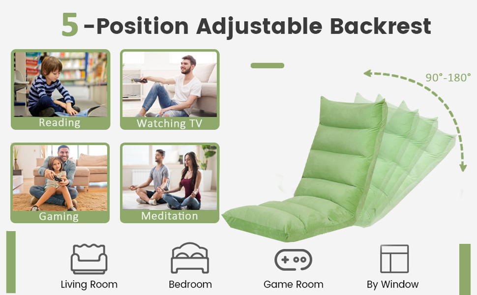 Floor Chair with Back Support Folding Lazy Floor Sofa Cushion Lazy Couch Lounge Tatami Lounger