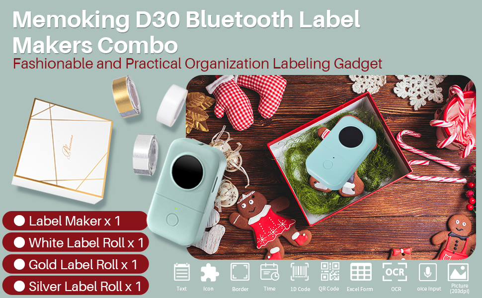 Memoking D30 Label Maker Sticker Machinewith 3 Rolls