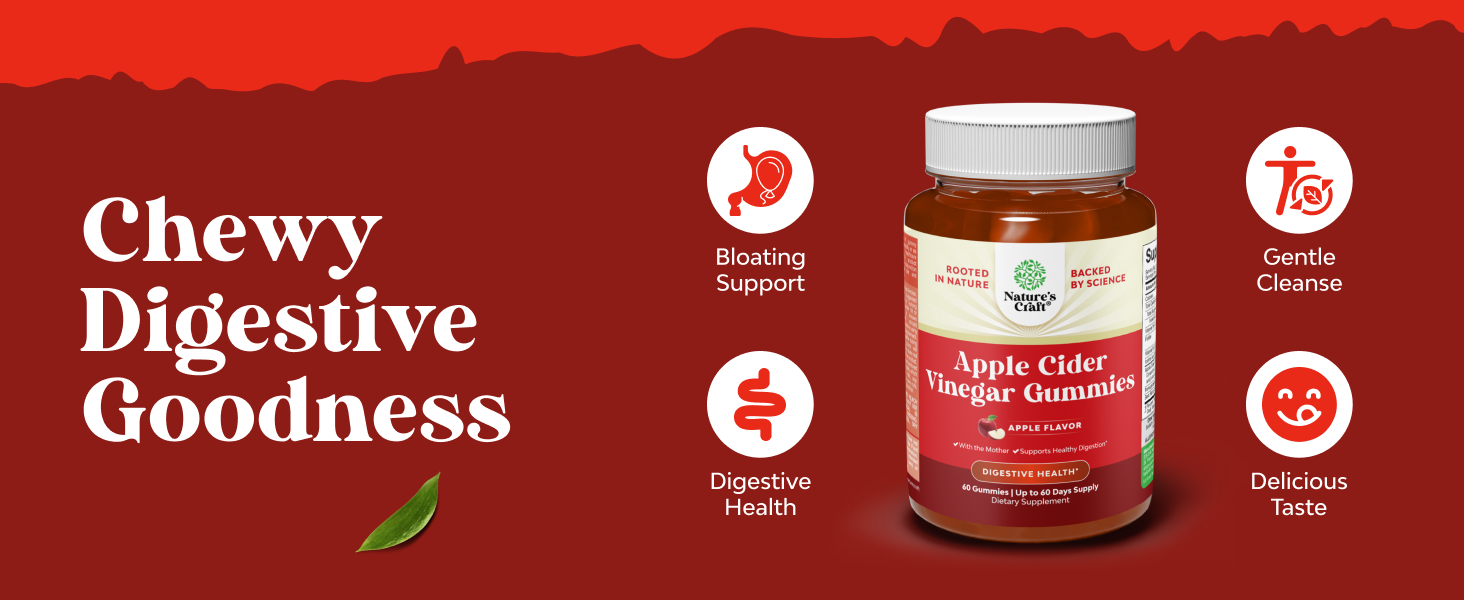 Apple Cider Vinegar Gummies with B12 Vitamin - Energy Support - 60 Count