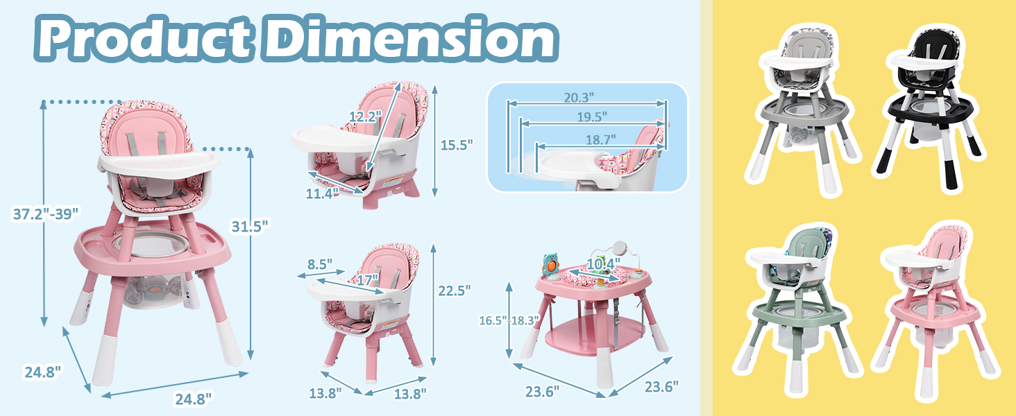 Xilingol 15in1 Convertible High Chair, 2in1 Baby