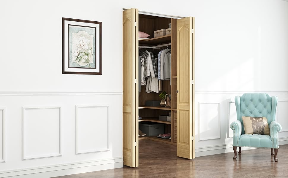 JUBEST 48" Bifold Door Hardware, Top Mounted Bi fold Door Hardware Kits