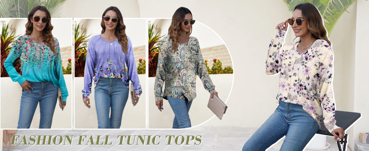 onlypuff Womens Long Sleeve Shirt Fall Fashion Top cute tunic tops for leggings blouse dressy shirt