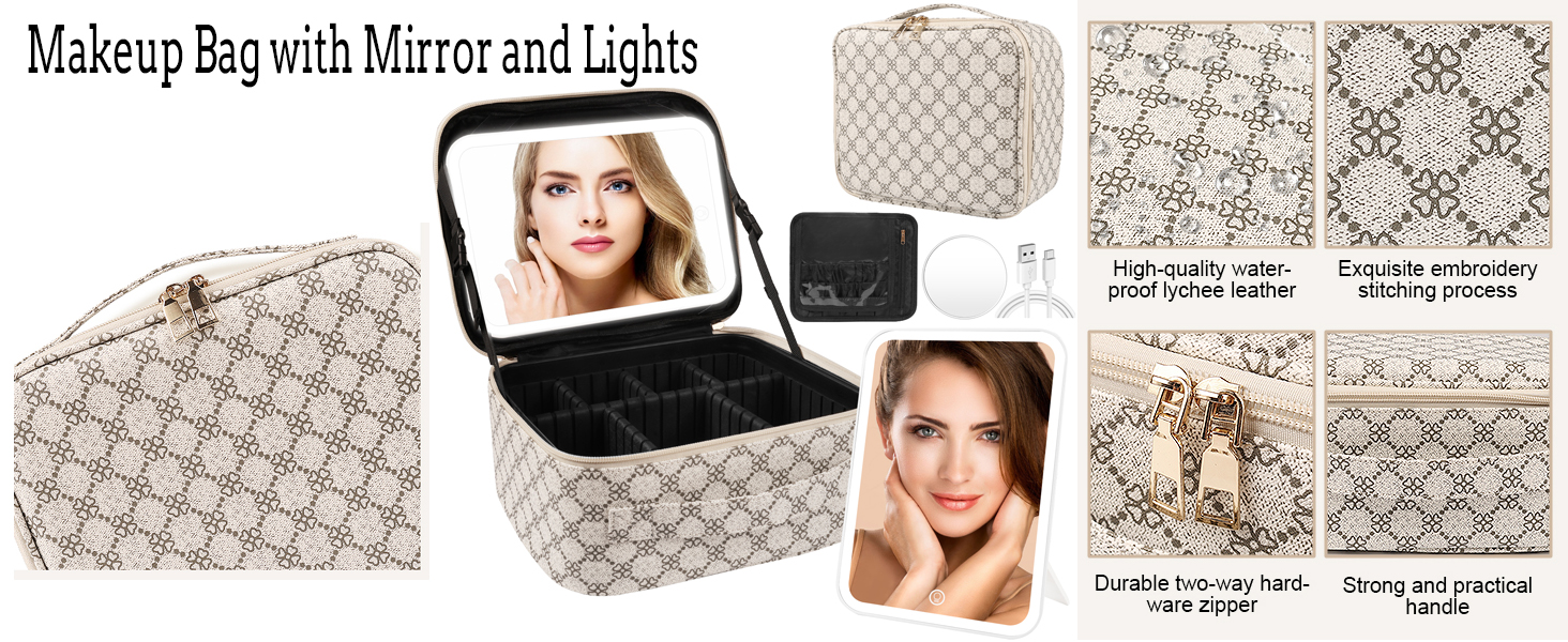 makeup bag with led mirror