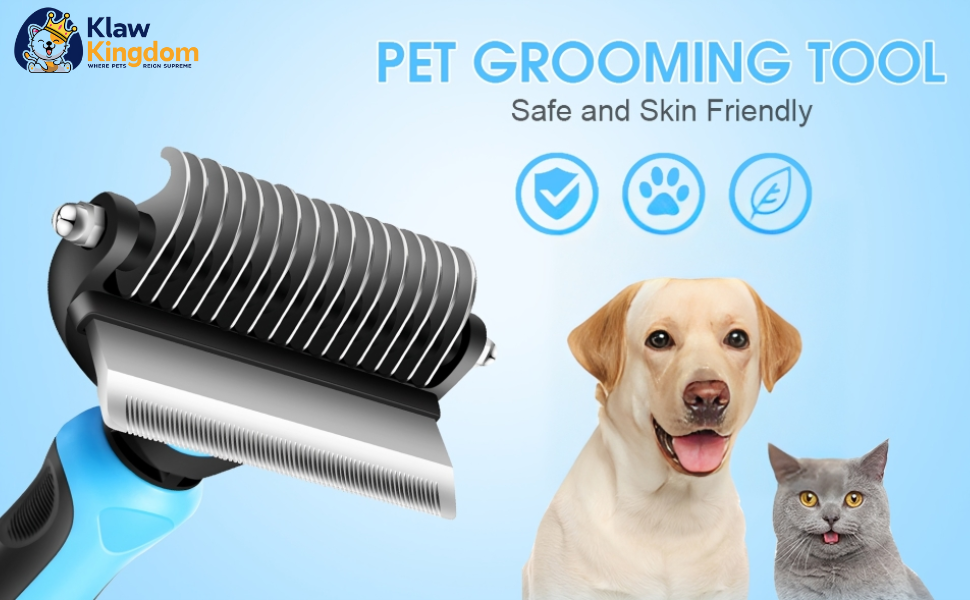 KlawKingdom Dematting & Deshedding Brush for Dogs & Cats Dog Brush