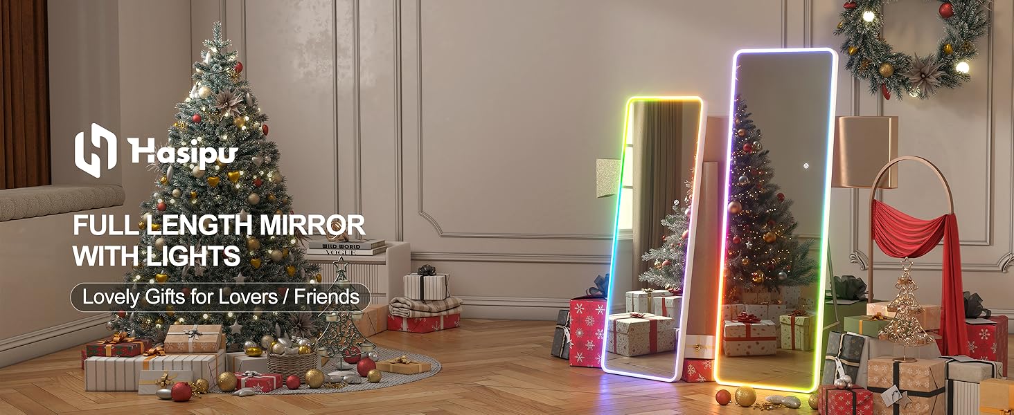 Hasipu 61"x20" LED Full Length Mirror with Stand, Full Body