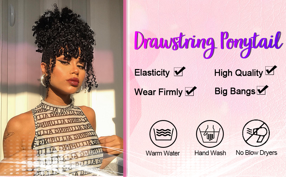 Kinky Curly Ponytail Extension for Black Women