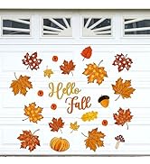 FYSUIMU 24 Pcs Fall Leaves Garage Magnets Decoration Maple Leaf Pumpkin Garage Door Decals Hello ...