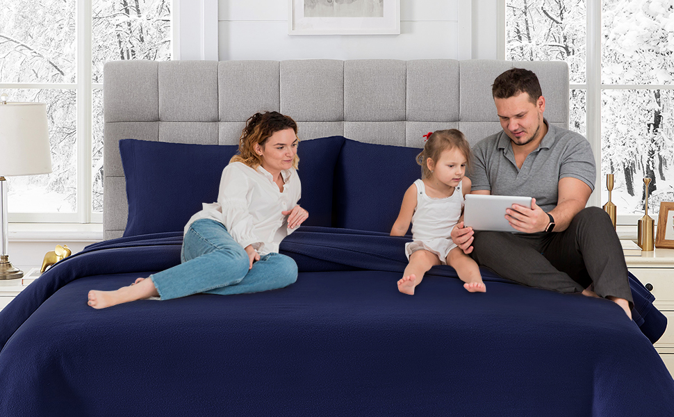 Viviland Plush Micro Fleece Bed Sheet Set Soft California King Polar