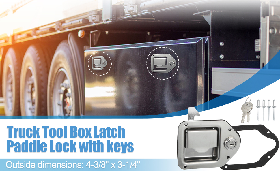 X AUTOHAUX Truck Tool Box Latch w/ 2 Key Stainless Steel Truck Toolbox Lock