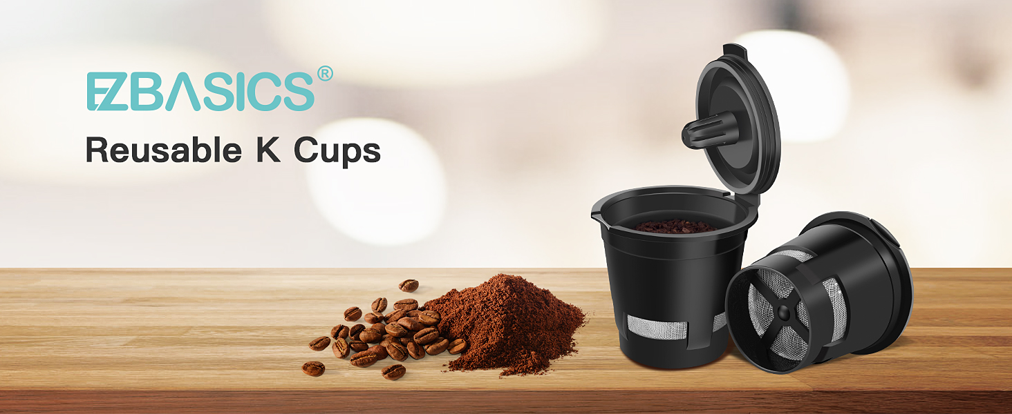 Reusable K Cups, EZBASICS Reusable Coffee Filters Refillable Single