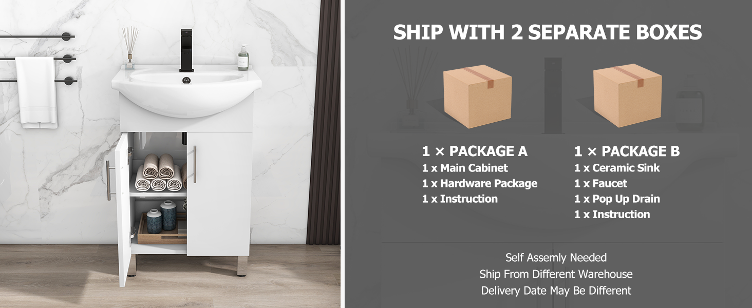 LUCKWIND 20" Laundry Sink Set with Ceramic Belly